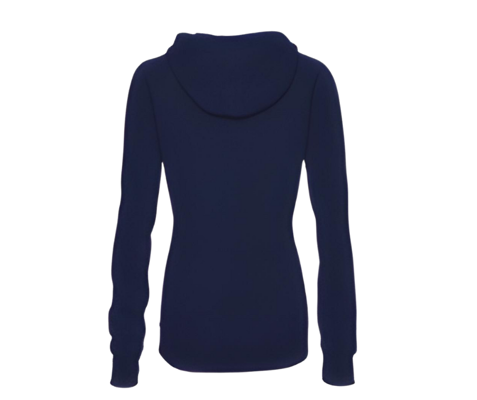 Ladies Classic Fleece Funnel Neck Pullover Hood Navy