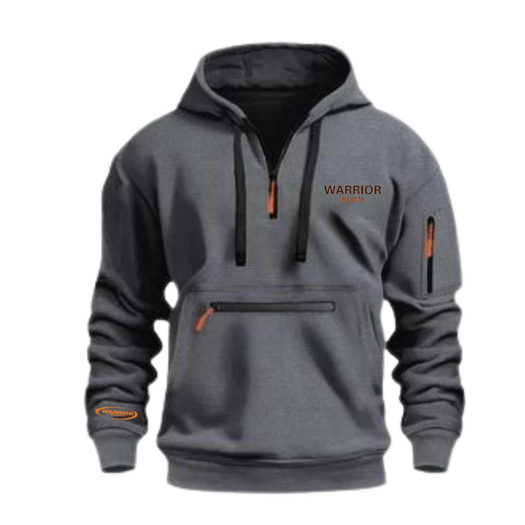 1/4 Zip Dark Grey Hooded Sweatshirt