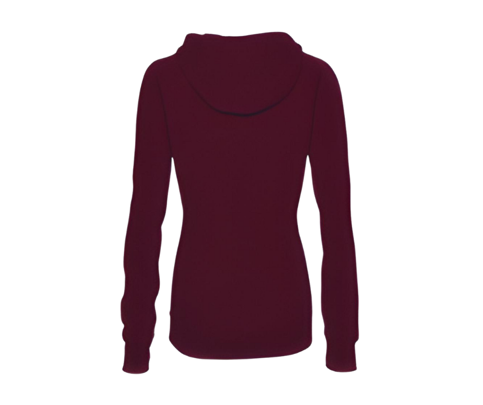 Ladies Classic Fleece Funnel Neck Pullover Hood Maroon